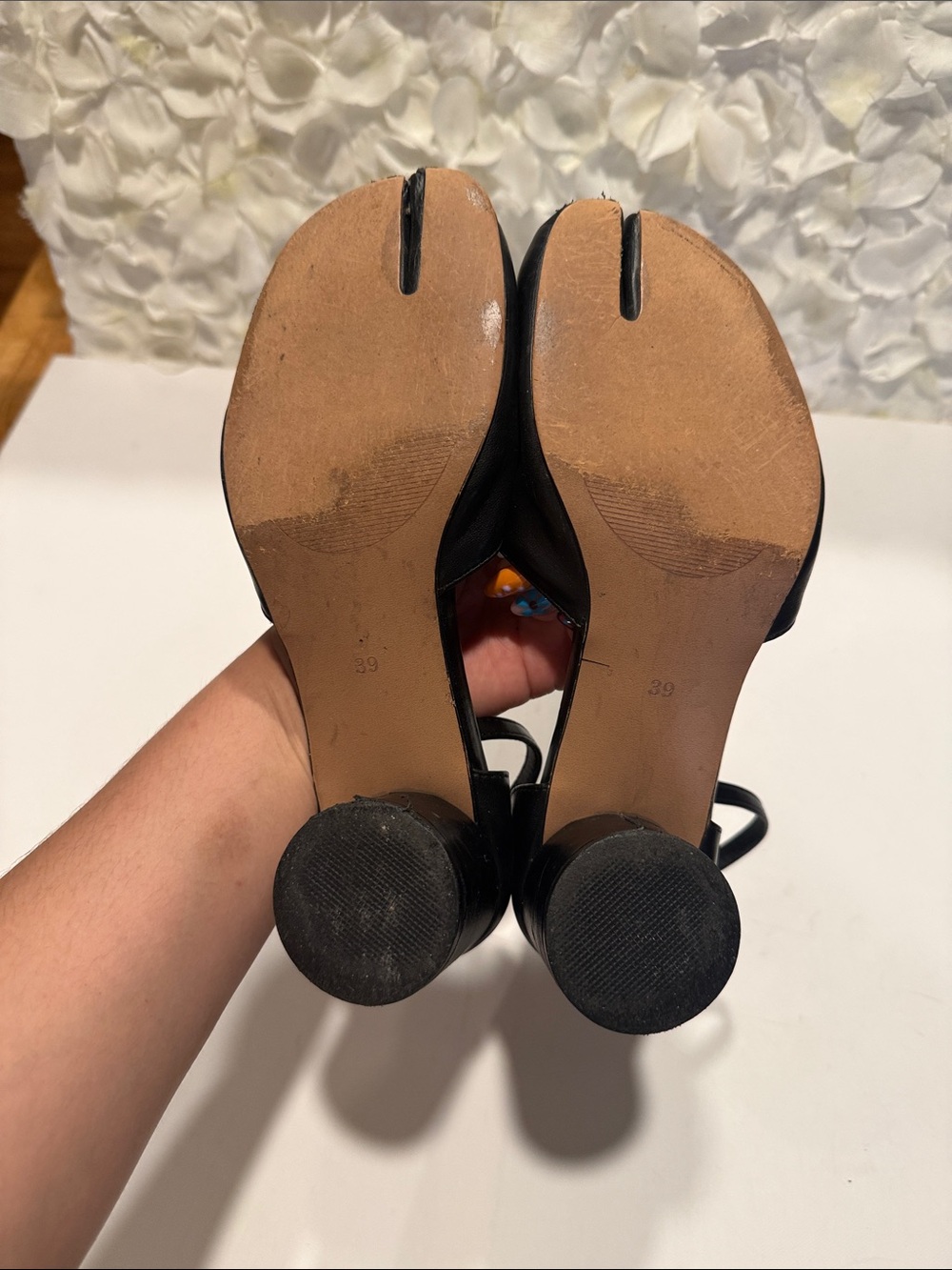 Women's Black Split-Toe Ankle-Strap Heels - Picture 5 of 5
